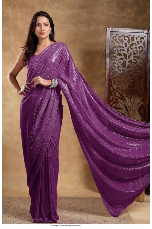 Bollywood Model georgette sequins party wear saree in Wine