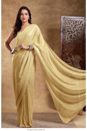 Bollywood Model georgette sequins party wear saree in Chiku