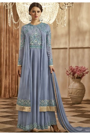 Blue color georgette party wear anarkali