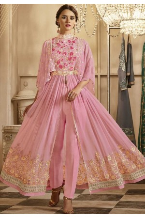 Pink color georgette party wear anarkali suit