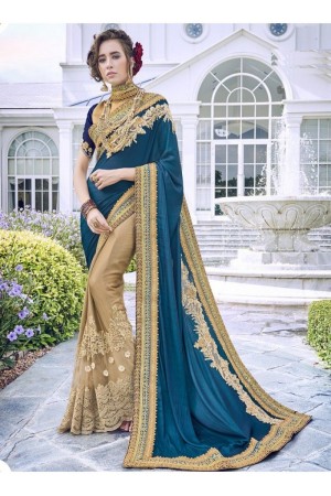 Blue beige Georgette party wear saree 6906