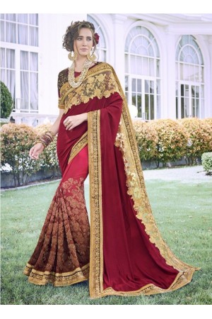 Maroon pink Georgette party wear saree 6909