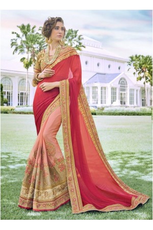 Pink Georgette party wear saree 6908