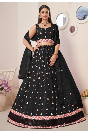 Black net ghagra choli for women 87020