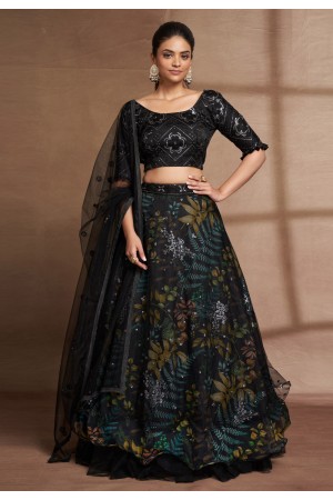 Black organza circular lehenga choli 6702