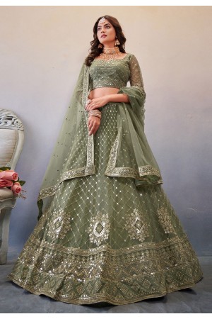 Camo green net lehenga choli 180283