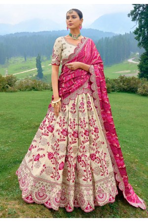 Cream silk lehenga choli for wedding 6509