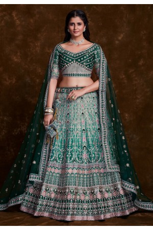 Green art silk a line lehenga choli 75005