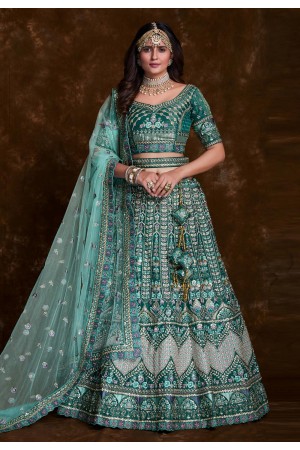 Green art silk a line lehenga choli 75007