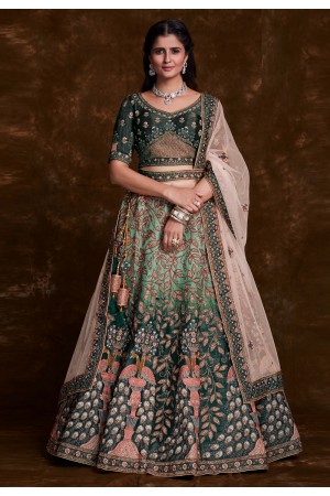 Green art silk a line lehenga choli 75015