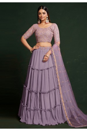 Lavender faux georgette circular lehenga choli 6903