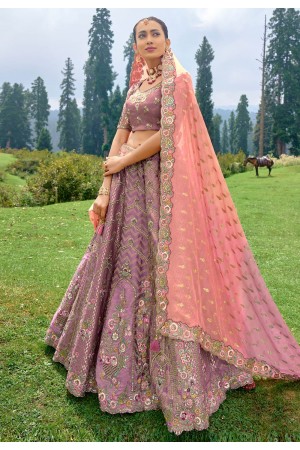 Lavender silk wedding lehenga choli 6503