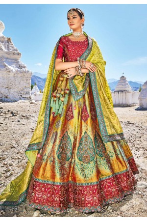 Light green banarasi silk wedding lehenga choli 7105