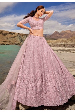 Light pink organza lehenga choli 7410