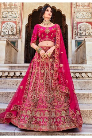 Magenta velvet bridal lehenga choli 2087