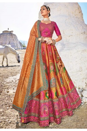 Multicolor banarasi silk lehenga choli 7103