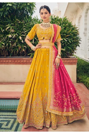 Mustard viscose lehenga choli for wedding 179727