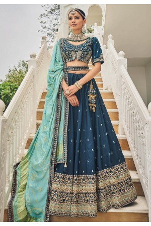 Navy blue viscose lehenga choli for wedding 179721