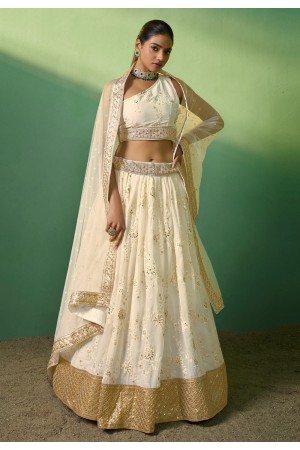 Off white georgette lehenga choli for women 85002