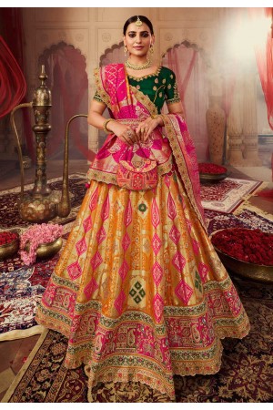 Orange banarasi silk lehenga choli 10250