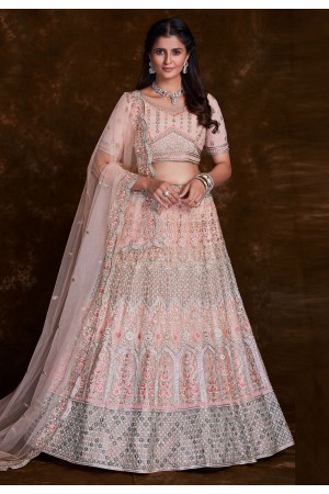 Peach net a line lehenga choli 75001