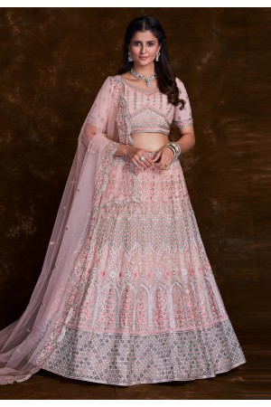 Peach net a line lehenga choli 75010