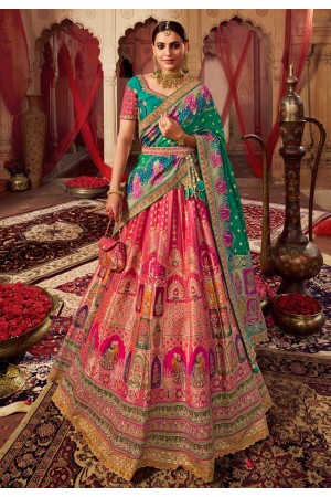 Pink banarasi silk lehenga choli 10256