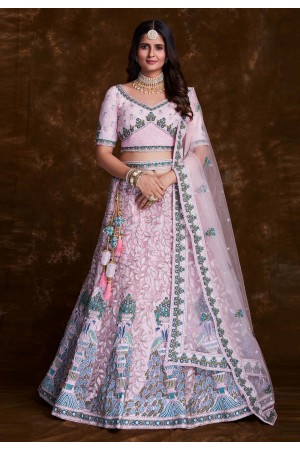 Pink net a line lehenga choli 75009