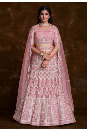 Pink net a line lehenga choli 75013