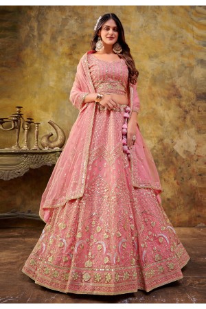 Pink net circular lehenga choli 6006