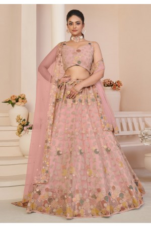 Pink net lehenga choli 87005