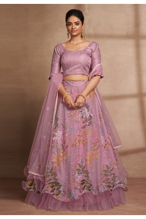 Pink organza circular lehenga choli 6704