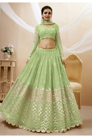 Pista green georgette circular lehenga choli 311