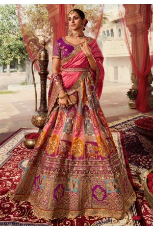 Purple banarasi silk wedding lehenga choli 10257