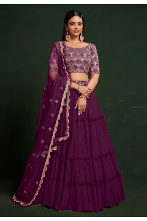 Purple faux georgette circular lehenga choli 6905