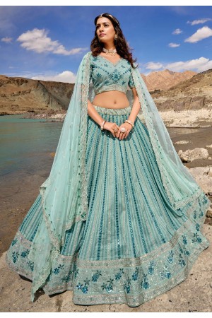 Sea green georgette lehenga choli 7408