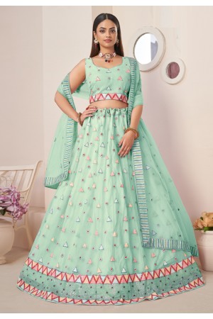 Sea green net lehenga choli 87017