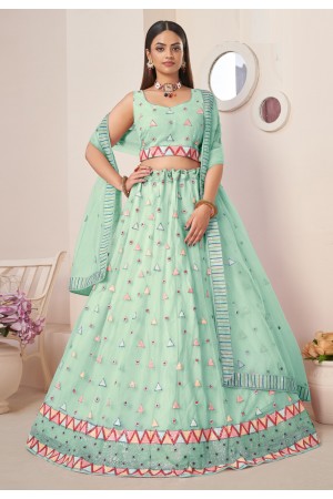 Sea green net lehenga choli 87017