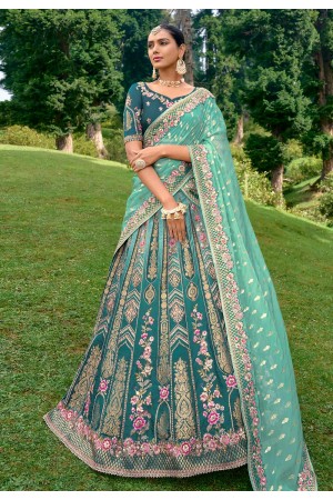 Teal silk lehenga choli 6512