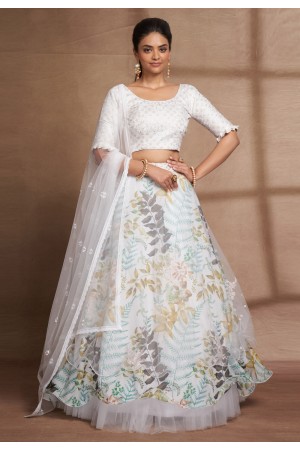 White organza circular lehenga choli 6701