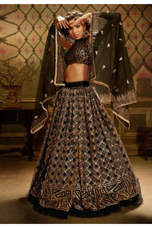 Black net circular lehenga choli AD5003