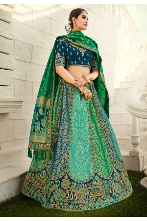 Green silk embroidered lehenga choli 4201