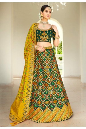 Green silk lehenga choli 4208