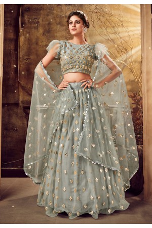 Grey net designer lehenga choli 1033