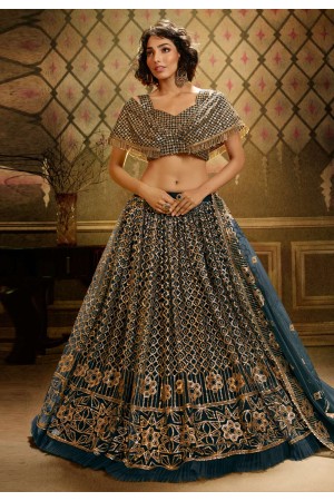 Grey net designer lehenga choli AD5002