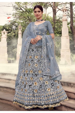 Grey net sequins work lehenga choli 5903