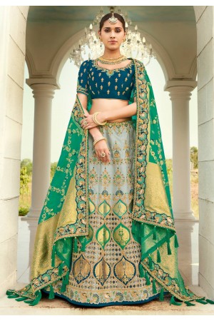 Grey silk lehenga choli 4206