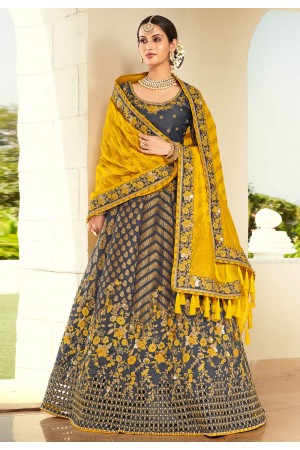 Grey silk lehenga choli 4209