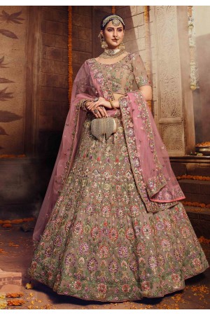 Light brown georgette circular lehenga choli 3805