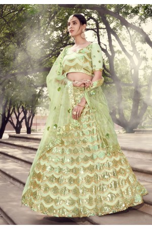 Light green net sequins work lehenga choli 5909